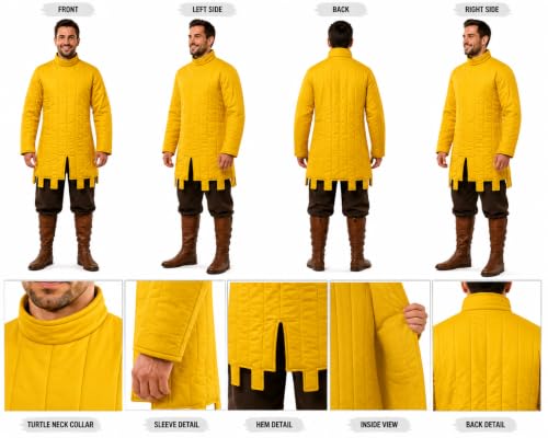 Yellow HEMA Fencing Jacket – 350N Padded Protective Gear for Swordplay and Martial Arts. (8XL)