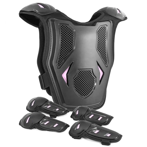 Kids Dirt Bike Gear, Motocross Adjustable Armor Body Guard Vest Suit (Pink) - color: Pink