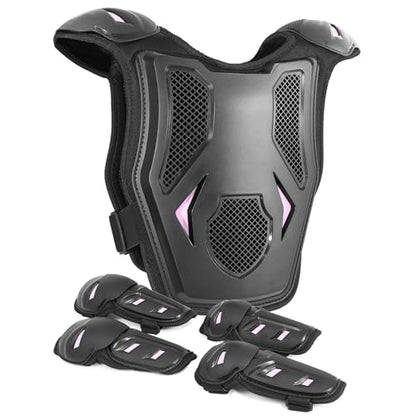Kids Dirt Bike Gear, Motocross Adjustable Armor Body Guard Vest Suit (Pink) - color: Pink