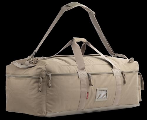 Large Military Duffle Bag Tactical Gear Load Out Bag Deployment Cargo Bag Travel Sports Equipment Duffel Luggage Bag with Backpack Straps 90L - color: COYOTE TAN