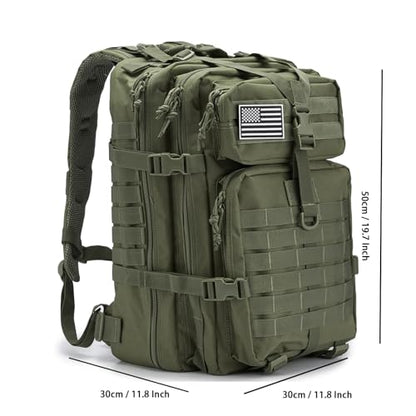 QT&QY 45L Military Tactical Backpacks Molle Army Assault Pack 3 Day Bug Out Bag Hiking Treeking Rucksack… - color: 0.1 Green