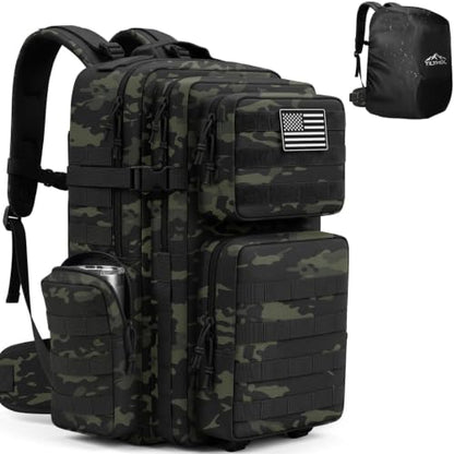 TILYMOL 55L Military Tactical Backpack for Men & Women, Large Assault Pack - color: Black Camo, size: 55L