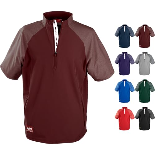 Rawlings | Boy's Colorsync Short Sleeve Cage Jacket | Athletic Training Apparel | Youth Sizes | Multiple Colors - color: Cardinal, size: Medium