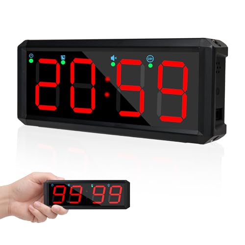 2.1 Inch LED Gym Clock, Portable Gym Timer, Fitness Timer with Stopwatch, Multi-Mode Countdown Timer with Calendar, 12/24H Clock & Alarm, for Workout, Training, Home and Daily Use