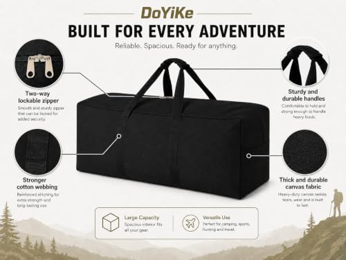 DoYiKe Extra Large Canvas Duffle Bag for Travel Heavy Duty Military Duffel - color: SOArmygreen, size: 100L