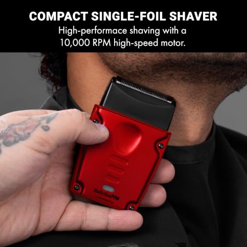 BaBylissPRO High-Performance Compact LO-PROFX Shavers for Men - color: Red, style: Shaver and Base