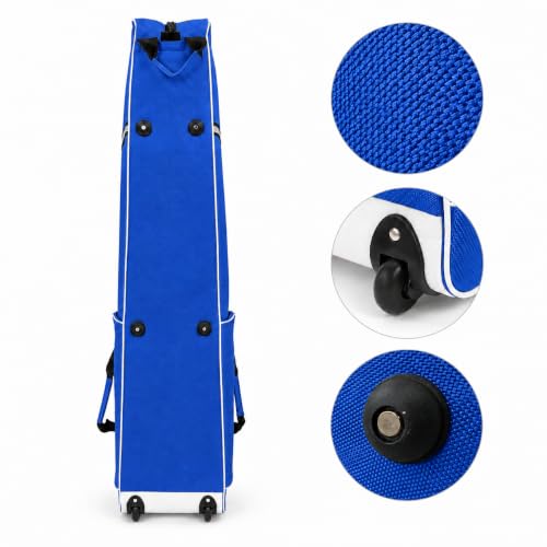 Fencing Bag with Wheels, Rolling Fencing Bag for Foil Epee Saber, Long Sword Carrier for HEMA and Fencing Gear, Side Pocket and Carry Handles - color: Blue