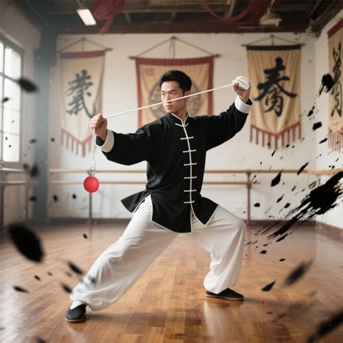 Meteor Hammer Rope Dart with Rubber Exercise Ball - Chinese Kung Fu Martial Arts Soft Training Equipment for Beginners - Extra Cotton Rope Included