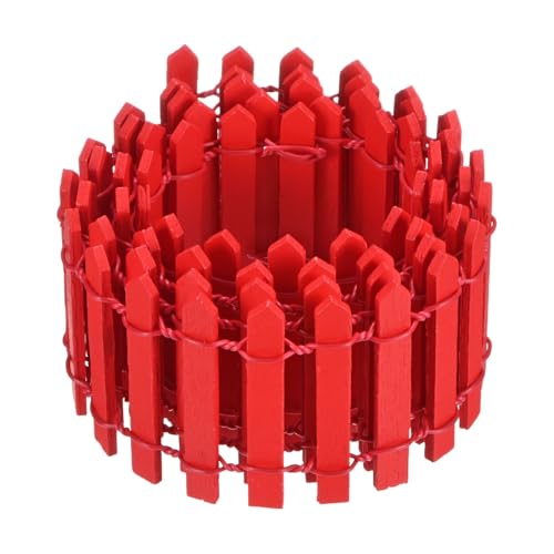 M METERXITY 1-Pack Miniature Fairy Garden Fence, 35 Inch 90x5cm Wooden DIY Small Wood Decorative Picket Fence for Dollhouse/Crafts/Diorama Project, Micro Landscape Ornaments [Red] - color: Red