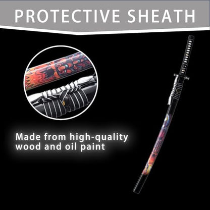 Handmade Sharp Katana, Traditional Clay Tempered 1060/9260/T10 Steel, Full Tang Real Katana Sword, Authentic Japanese Craft Samurai Sword - color: Dragon Black