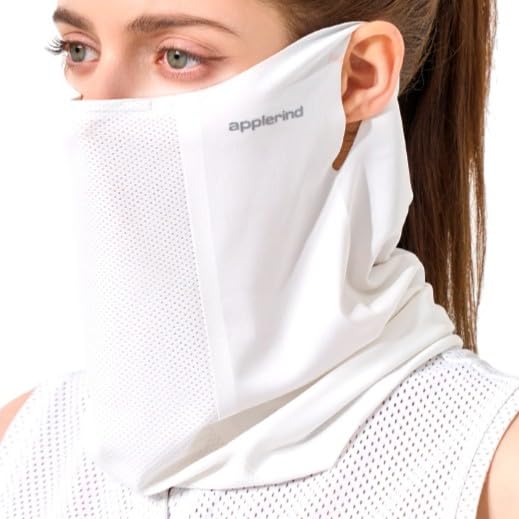 Face Mask for Sun Protection Lufit - UPF 50+ for Men & Women, UV Protection Face Cover - color: White, size: Large
