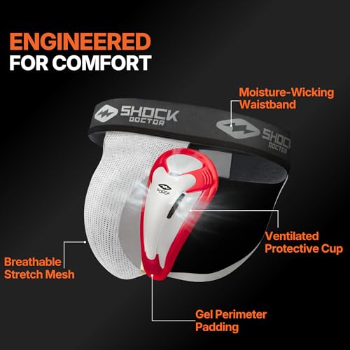 Shock Doctor Jock Straps with Cup Included, Cups for Football Baseball. Core Protective Athletic Supporters - size: 3X-Large, style: Adult