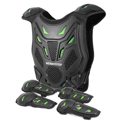 Kids Dirt Bike Gear, Motocross Armor Body Guard Vest Suit (Green) - color: Green