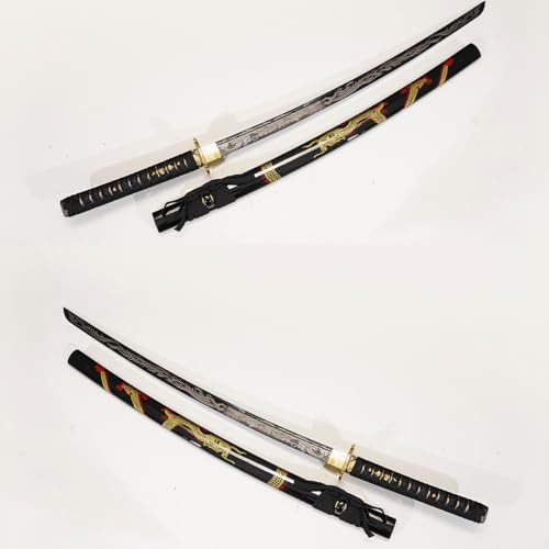 1045/1060 high Carbon Steel Full Hand Forged Traditional, Katana Sword Hademade Heat Tempered ，Japanese Samurai Swords ，Full Tang,Functional,Black - color: black Long