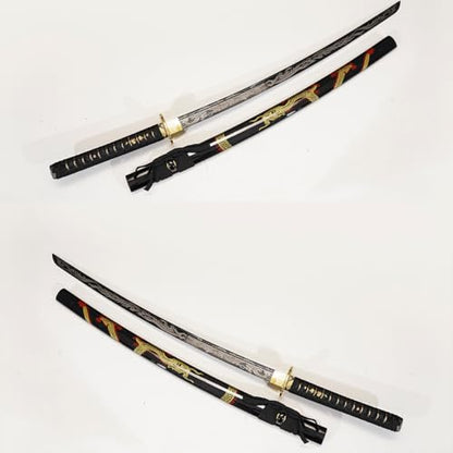 1045/1060 high Carbon Steel Full Hand Forged Traditional, Katana Sword Hademade Heat Tempered ，Japanese Samurai Swords ，Full Tang,Functional,Black - color: black Long