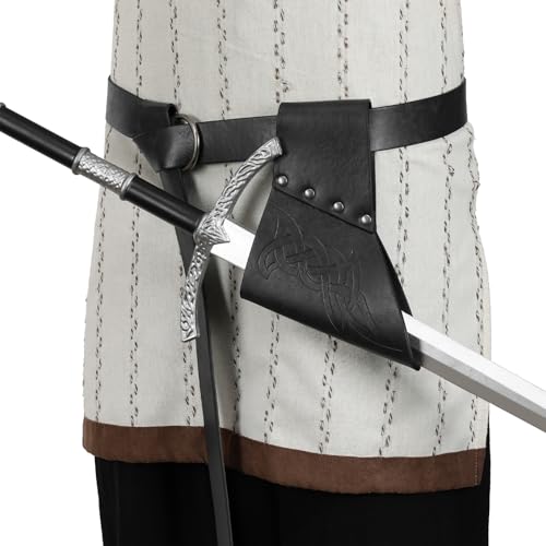HiiFeuer Medieval Sword Frog with Belt, Viking Sword Holster Scabbards Vintage Renaissance Sword Sheath Holster for Ren Faire - color: Black C