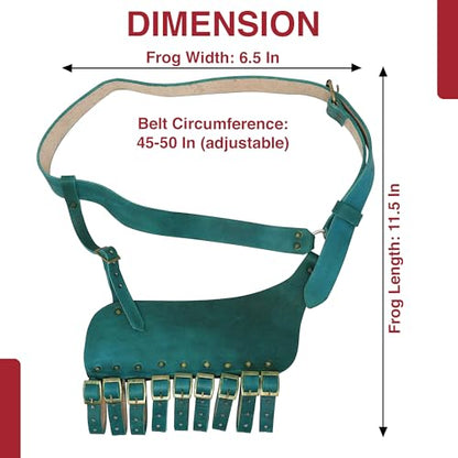 Armory Replicas Handcrafted Rigid Nature Right-Handed Leather Rapier Sword Frog Belt with Adjustable Fit - color: Green