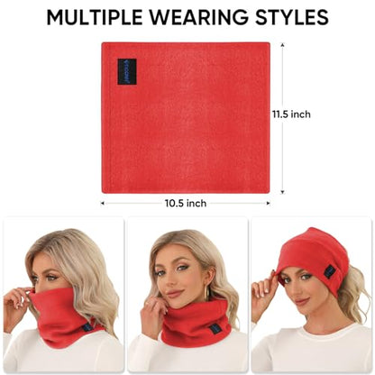 TICONN Neck Gaiter for Men Women, Cooling Bandana Face Mask Cover Gator - color: 2 Candy Red, style: Fleece