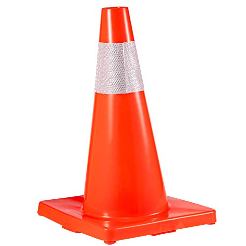 VEVOR 12Pack 18" Traffic Cones, Safety Road Parking Cones PVC Base, Orange Traffic Cone with Reflective Collars, Hazard Construction Cones for Home Traffic Parking - size: 18"(12Cones)