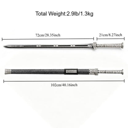 Full Size Hand Forged Katana Sword, Unsharpened 1060 High Carbon Steel Sword with Heat-Tempered Blade, Unique Long Hollow Design, Museum-Grade Samurai Sword Replica for Collection