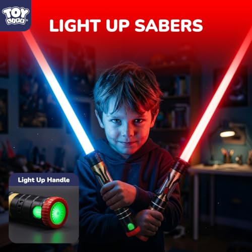 TOY Life Light Up Saber - 4 Pack Lightup Saber, Telescopic Extendable & Collapsable, LED Light Sword Set with Motion Sensitive FX Sound, Light Up Sword for Kids Adults - style: 4-Pack