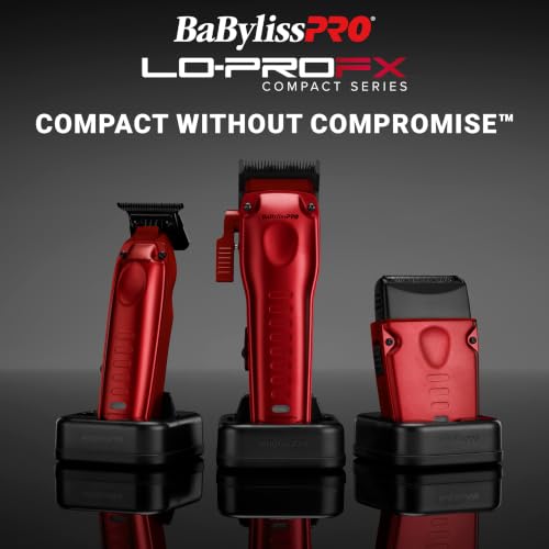 BaBylissPRO High-Performance Compact LO-PROFX Shavers for Men - color: Red, style: Shaver and Base