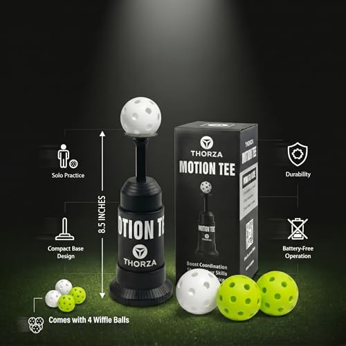 Thorza Tee Popper Motion Tee, Solo Baseball Training System with 4 Durable Balls for Hitting Practice, Swing Training, Batting Accuracy and Hand-Eye Coordination