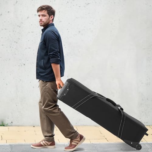 VEVOR Studio Equipment Trolley Case, 46.46 x 14.57 x 11.81 in / 118 x 37 x 30 cm, Rolling Camera Bag, Carrying Bag with Wheels Straps Padded Compartment Handle, for Light Stands, Tripods, Telescopes - size: 46.46 x 14.57 x 11.81 in