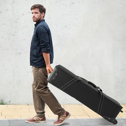 VEVOR Studio Equipment Trolley Case, 46.46 x 14.57 x 11.81 in / 118 x 37 x 30 cm, Rolling Camera Bag, Carrying Bag with Wheels Straps Padded Compartment Handle, for Light Stands, Tripods, Telescopes - size: 46.46 x 14.57 x 11.81 in