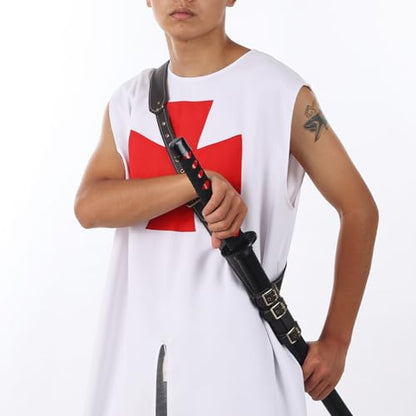 BLESSUME Medieval Knight Belt with Sword Frog Holster Rapier Scabbard Holder 1pc - color: Brown 1