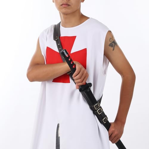 BLESSUME Medieval Knight Belt with Sword Frog Holster Rapier Scabbard Holder 1pc - color: Brown 1