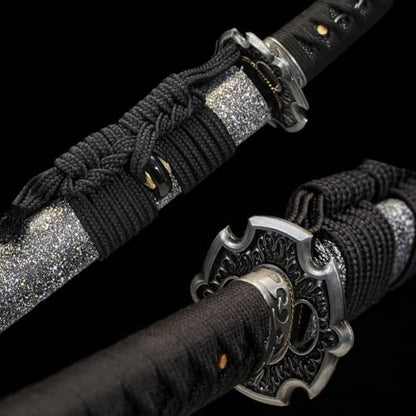 1045/1060 high Carbon Steel Full Hand Forged Traditional, Katana Sword Hademade Heat Tempered ，Japanese Samurai Swords ，Full Tang,Functional,Black - color: gray