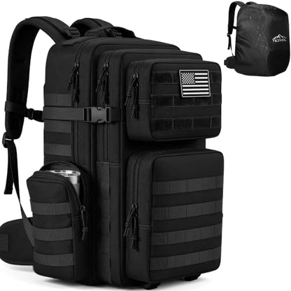 TILYMOL 55L Military Tactical Backpack for Men & Women, Large Assault Pack - color: Black, size: 55L