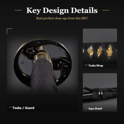 1045 Katana, Hand Forged Full Tang Japanese Sword | Classic Tsuba Series - color: Cherry Blossom