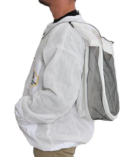 Ventilated Bee Jacket for Men and Women with Gloves and Detachable Fencing Veil, 3-Layer Beekeeping Jacket, YKK Brass Zippers (Medium) - size: MEDIUM