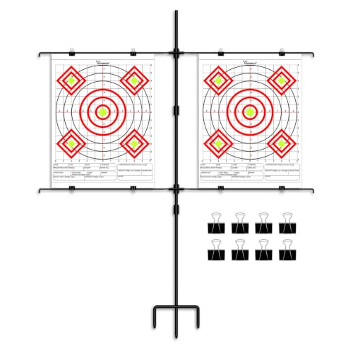 Highwild Adjustable Paper Target Stand, Frame with 8 Clips | Clear Bullseye Targets Sheet for Shooting Practice - color: Paper Target Stand
