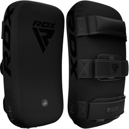 RDX Muay Thai Pad for Training, Curved Kickboxing Kicking Strike Shield, Coaching Kick Boxing, MMA, Martial Arts, Karate, Taekwondo, Punching, Foot, Knee and Elbow Target - color: Full Black