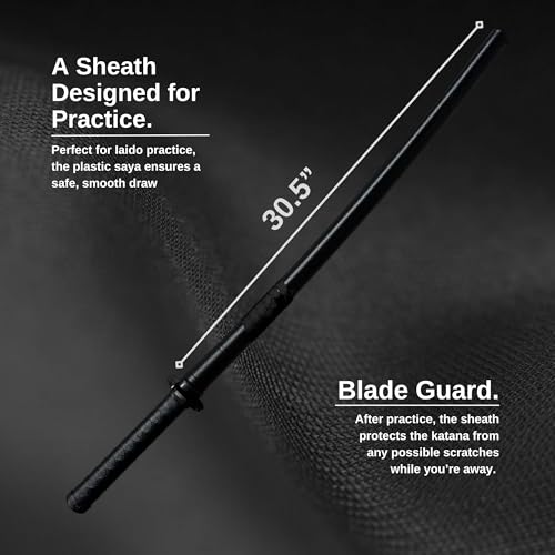 E-BOGU Polypropylene Practice Martial Arts Equipment with Black Saya Scabbard (Bokken Type 24.5") - style: Mokume Long 38.5