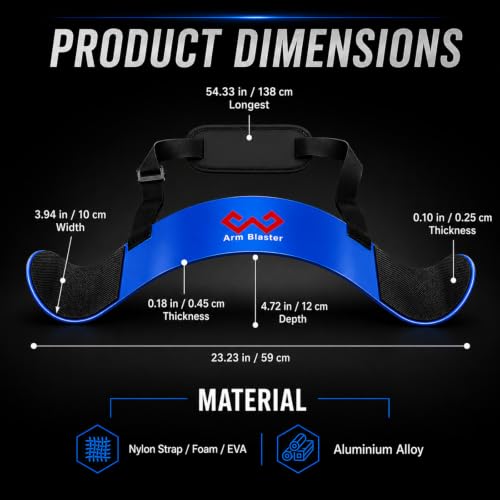 Arm Blaster Bicep Curl with Neoprene Padding, Adjustable Aluminum Bicep Curl Isolator, Bicep Blaster Arm Trainer for Weight Lifting Bodybuilding Home Gym Workout - color: Blue