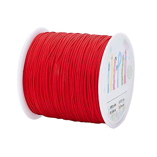 PH PandaHall 98 Yards 0.8mm Nylon Beading String Bracelet String Red Thread Chinese Knotting Cord Nylon Kumihimo Macrame Thread for Keychain Jewelry Making Braided Lift Shade Cord for Blind Windows - color: Red
