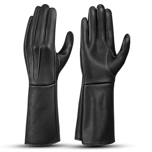 Medieval Gauntlet Gloves – 100% Sheepskin Leather – Handmade Black Long Cuff Armor Gloves – Renaissance, LARP, Cosplay - size: XX-Large