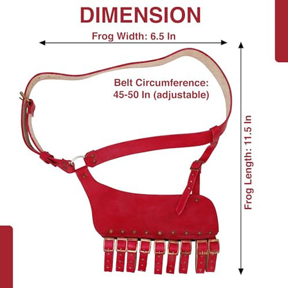 Armory Replicas Handcrafted Rigid Nature Right-Handed Leather Rapier Sword Frog Belt with Adjustable Fit - color: Red