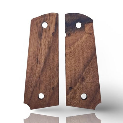 Art Series 1911 Pistol Grips – Handcrafted Walnut Wood Panels with Unique Engraved Designs | Oil Finish | Fits Full-Size 1911 Clones - color: Dark Pyramid