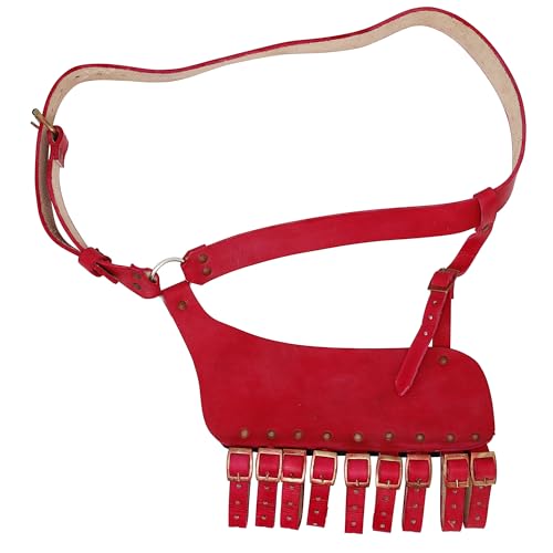 Armory Replicas Handcrafted Rigid Nature Right-Handed Leather Rapier Sword Frog Belt with Adjustable Fit - color: Red