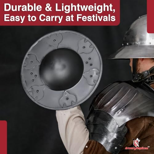 Armory Replicas™ - Battle-Ready Medieval Buckler Shield - 16-Gauge Steel Construction - Functional & Stylish - color: Black, style: Design 2