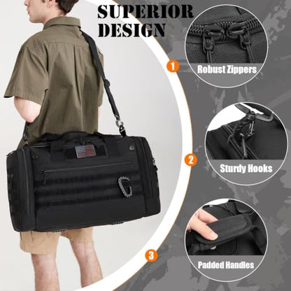 65L Extra Large Duffle Bag for Men & Women - Military Tactical Gym Bag - color: Black, size: 65L
