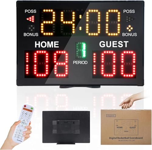 Portable Digital Scoreboard with Remote, LED Electronic Score Keeper, Battery Powered Basketball Score Board, Outdoor Scoreboard for Indoor Outdoor Courts & Sports Events - style: Standard, without tripod