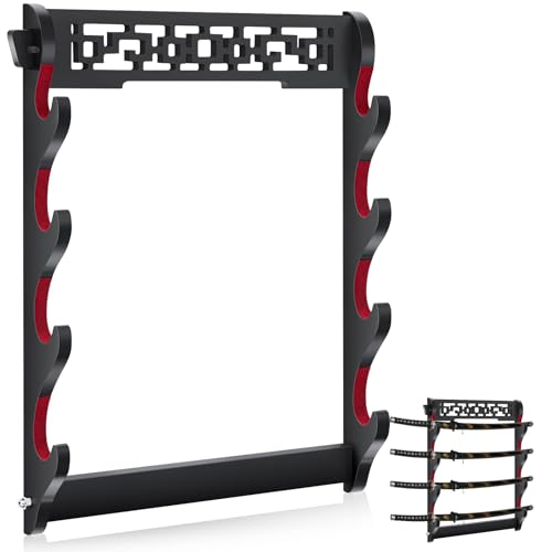 Katana Sword Rack Wall Mount, Hanging Stands for Sword Display,4 Tier - size: 4 Tier