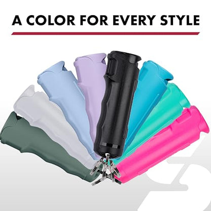 SABRE Pepper Spray with Fast Flip-Top Safety & Snap‑Clip Keychain for Self Defense - Maximum Police Strength OC with UV Marking Dye, 10‑Sec. Spray, 14-ft Range, Finger Grip, Made in USA, 0.54 fl oz - color: Sage Green (Pack of 2)