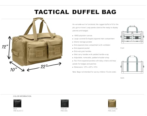 Tactical Gear bag Heavy Duty Duffel Gym bag/Tactical Backpack Custom Embroidered with your own text (Charcoal - Duffel Bag) - color: Charcoal - Duffel Bag
